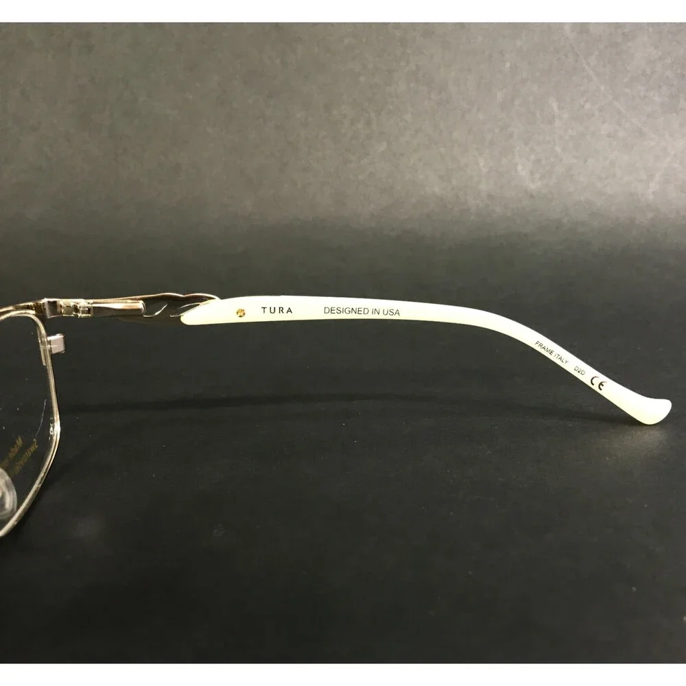 Tura Brilliance Eyeglasses Frames TE256 GLD Gold White Swarovski Cryst 50-17-135